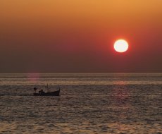 Camogli. Pescatore al tramonto